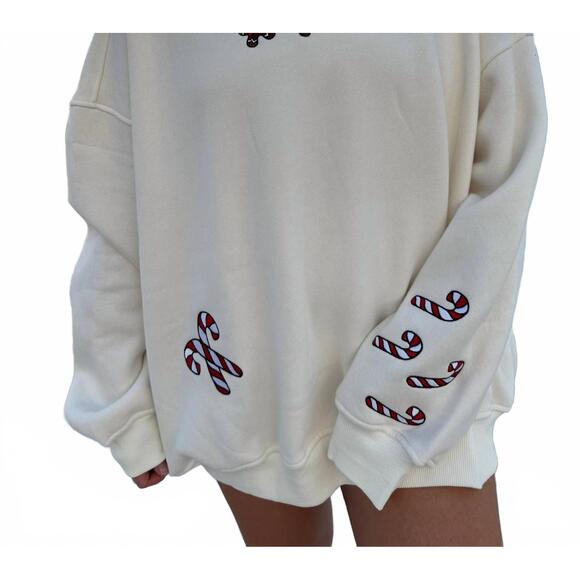 SUNKISSED COCONUT Sweaters - NEW SUNKISSED COCONUT gingerbread lane embroidered sweatshirt in ivory